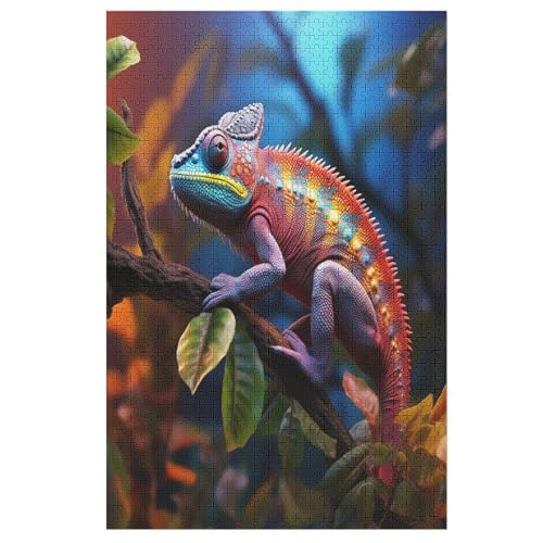 Chamäleon Holzpuzzle - 1000 Teiliges Jigsaw Knobelspiel - Puzzle Für Erwachsene & Kinder - Outdoor & Reisespielzeug （78×53cm） von AASWSWW