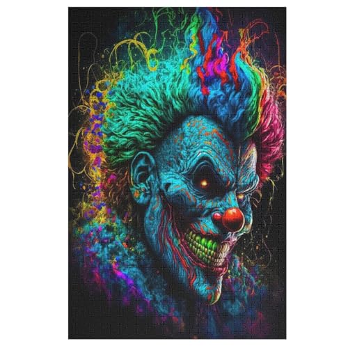 Clown Holzpuzzle 1000 Teile Klassische Puzzles Erwachsene Kinder Puzzle DIY Kit Holzspielzeug Einzigartiges Geschenk （78×53cm） von AASWSWW