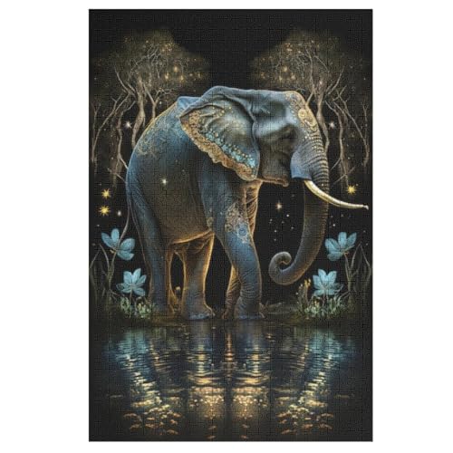 Colorful Elefant Puzzles 1000 Teile Erwachsener Kniffel Spaß Für Die Ganze Familie, Holzpuzzle Kinder Erwachsene, Impossible Puzzle Schwer （78×53cm） von AASWSWW