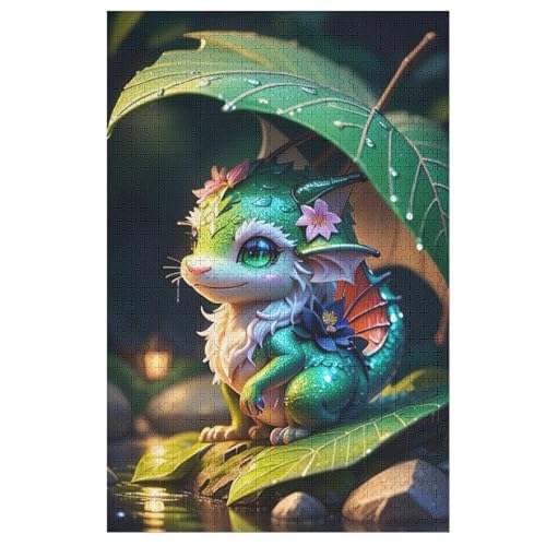 Cute Drache Puzzles 1000 Teile Erwachsener Kniffel Spaß Für Die Ganze Familie, Holzpuzzle Kinder Erwachsene, Impossible Puzzle Schwer （78×53cm） von AASWSWW