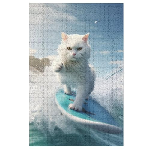 Cute Katze Holzpuzzle 1000 Teile, Knobelspiele Für Erwachsene, Teenager, Puzzles Unmögliche - Kinder Puzzle Zimmer Deko （78×53cm） von AASWSWW