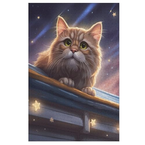 Cute Katze Holzpuzzle Für Erwachsene Teenager Stress Abbauen Familien-Puzzlespiel Poster 1000-teiliges Puzzle Kinder Lernspiel （78×53cm） von AASWSWW