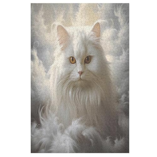 Cute Katze Puzzle 1000 Teile, Holzpuzzle Herausforderndes Geschicklichkeitsspiel Für Die Ganze Familie, Kinder Erwachsenenpuzzle Ab 12 Jahren （78×53cm） von AASWSWW