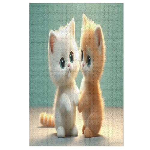 Cute Katze Puzzles 1000 Teile Erwachsener Kniffel Spaß Für Die Ganze Familie, Holzpuzzle Kinder Erwachsene, Impossible Puzzle Schwer （78×53cm） von AASWSWW