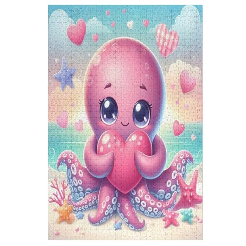 Cute Krake Puzzles 1000 Teile Erwachsener Kniffel Spaß Für Die Ganze Familie, Holzpuzzle Kinder Erwachsene, Impossible Puzzle Schwer （78×53cm） von AASWSWW