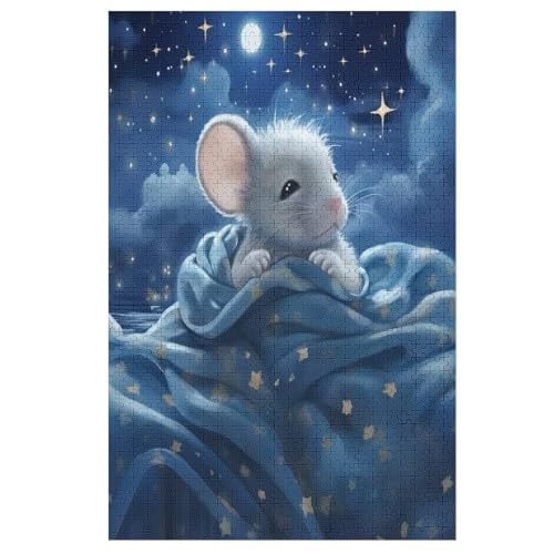 Cute Maus Puzzle 1000 Teile, Holzpuzzle Für Erwachsene Kinder, Impossible Puzzles, Geschicklichkeitsspiel Für Die Ganze Familie （78×53cm） von AASWSWW