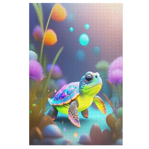 Cute Schildkröte Puzzles 1000 Teile Erwachsener Kniffel Spaß Für Die Ganze Familie, Holzpuzzle Kinder Erwachsene, Impossible Puzzle Schwer （78×53cm） von AASWSWW