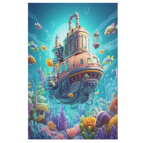 Die Unterwasserwelt 1000 Teile Puzzles Für Erwachsene Holzpuzzle Familienpuzzlespiel Stressabbau-Puzzle Für Kinder Ab 12 Jahren （78×53cm） von AASWSWW