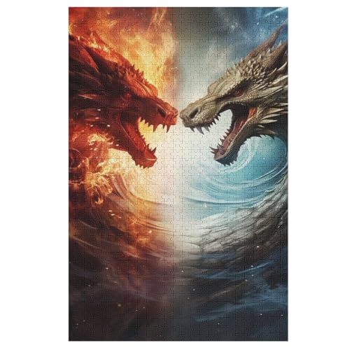 Drache Puzzles 1000 Teile Erwachsener Kniffel Spaß Für Die Ganze Familie, Holzpuzzle Kinder Erwachsene, Impossible Puzzle Schwer （78×53cm） von AASWSWW