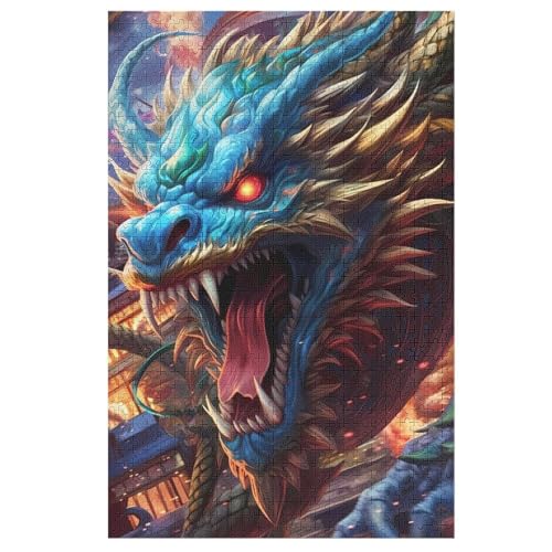 Drache Puzzles 1000 Teile Erwachsener Kniffel Spaß Für Die Ganze Familie, Holzpuzzle Kinder Erwachsene, Impossible Puzzle Schwer （78×53cm） von AASWSWW