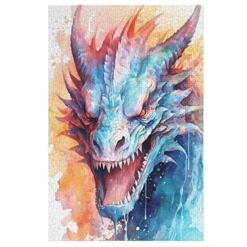 Drache Puzzles 1000 Teile Erwachsener Kniffel Spaß Für Die Ganze Familie, Holzpuzzle Kinder Erwachsene, Impossible Puzzle Schwer （78×53cm） von AASWSWW