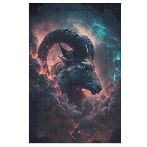 Ehrgeiziger Steinbock Puzzles 1000 Teile Erwachsener Kniffel Spaß Für Die Ganze Familie, Holzpuzzle Kinder Erwachsene, Impossible Puzzle Schwer （78×53cm） von AASWSWW