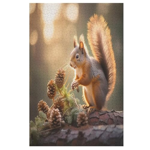 Eichhörnchen 1000 Teile Puzzles Für Erwachsene, Impossible Puzzle, Geschicklichkeitsspiel Für Die Ganze Familie, Kinder Holzpuzzle （78×53cm） von AASWSWW
