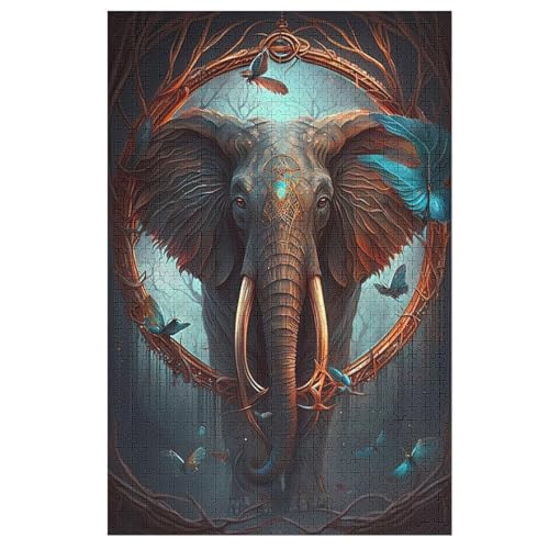 Elefant 1000 Teile Puzzles Für Erwachsene, Impossible Puzzle, Geschicklichkeitsspiel Für Die Ganze Familie, Kinder Holzpuzzle （78×53cm） von AASWSWW