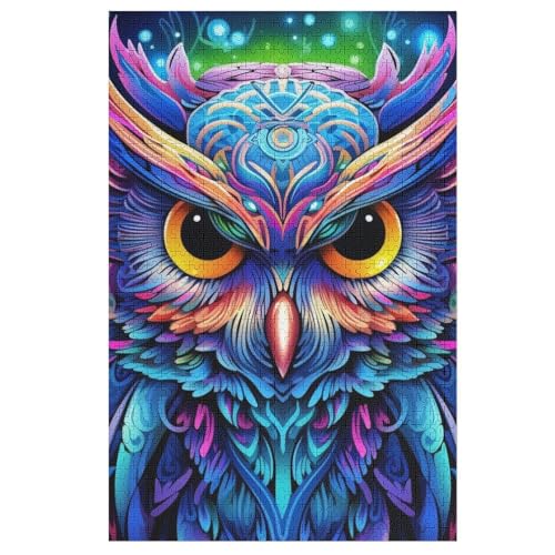 Eule Holzpuzzle 1000 Teile Klassische Puzzles Erwachsene Kinder Puzzle DIY Kit Holzspielzeug Einzigartiges Geschenk （78×53cm） von AASWSWW