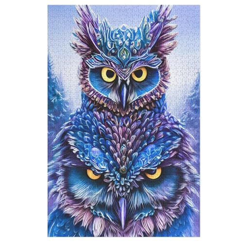 Eule Puzzle Für Erwachsene 1000 Teile Premium Recyceltes Brett Zum Lernen, Lernspielzeug, Familienspiele Kinder Holzpuzzle （78×53cm） von AASWSWW