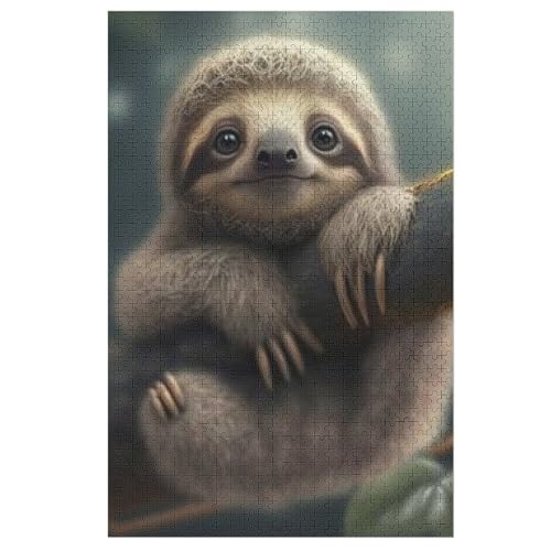 Faultier Holzpuzzle 1000 Teile Klassische Puzzles Erwachsene Kinder Puzzle DIY Kit Holzspielzeug Einzigartiges Geschenk （78×53cm） von AASWSWW