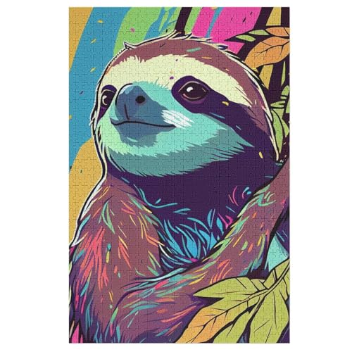 Faultier -Puzzle, 1000 Teile,Holzpuzzle Für Erwachsene Kinder, Lustiges Spielzeug, Denkspiel, Bildungsspiel, （78×53cm） von AASWSWW