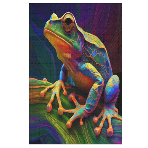 Frosch Holzpuzzle 1000 Teile Klassische Puzzles Erwachsene Kinder Puzzle DIY Kit Holzspielzeug Einzigartiges Geschenk （78×53cm） von AASWSWW