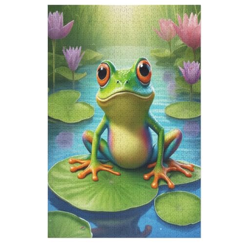 Frosch Holzpuzzle Für Erwachsene Teenager Stress Abbauen Familien-Puzzlespiel Poster 1000-teiliges Puzzle Kinder Lernspiel （78×53cm） von AASWSWW