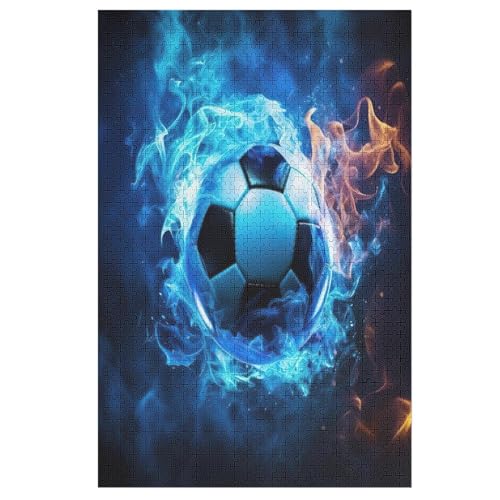 Fußball -Puzzle, 1000 Teile,Holzpuzzle Für Erwachsene Kinder, Lustiges Spielzeug, Denkspiel, Bildungsspiel, （78×53cm） von AASWSWW