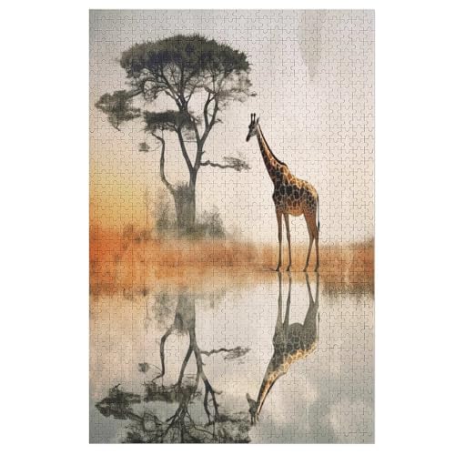 Girafe Puzzle 1000 Teile, Holzpuzzle Für Erwachsene Kinder, Impossible Puzzles, Geschicklichkeitsspiel Für Die Ganze Familie （78×53cm） von AASWSWW
