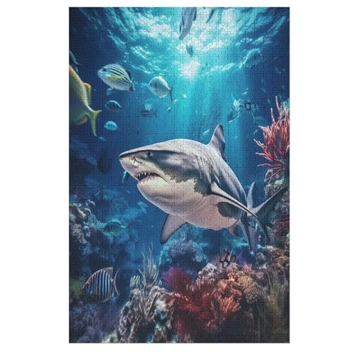 Hai 1000 Teile Premium-Puzzles Für Erwachsene Kinder- Holzpuzzles Spaß Und Lernspiele - Perfekte Puzzle-Geschenke （78×53cm） von AASWSWW