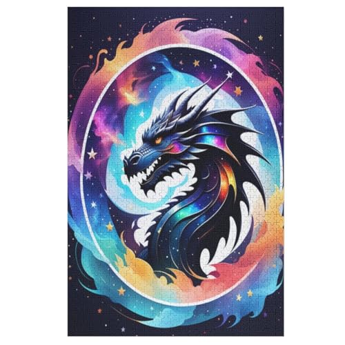 Holzpuzzle Drache Puzzle 1000 Teile Erwachsene Klassische Pädagogisches Spielzeug Kinder Lernspiel Herausforderndes Puzzles （78×53cm） von AASWSWW