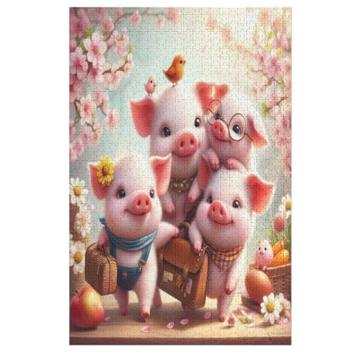 Holzpuzzle Süßes Schwein Puzzle 1000 Teile Erwachsene Klassische Pädagogisches Spielzeug Kinder Lernspiel Herausforderndes Puzzles （78×53cm） von AASWSWW