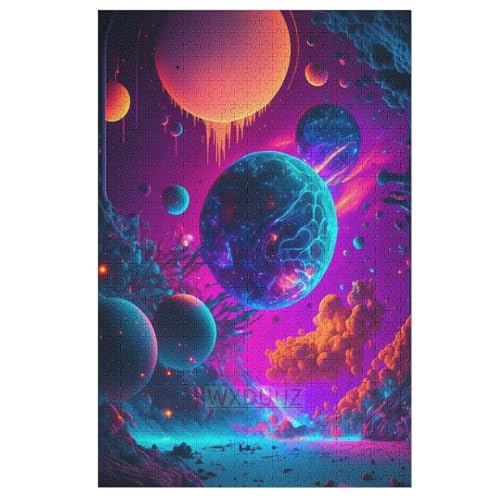 Holzpuzzle Surreale Weltraumlandschaften Puzzle 1000 Teile Erwachsene Klassische Pädagogisches Spielzeug Kinder Lernspiel Herausforderndes Puzzles （78×53cm） von AASWSWW