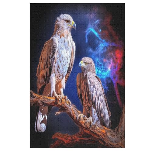 Holzpuzzles 1000 Teile Adler -Puzzle Für Jungen Und Mädchen, Schwierigkeitsgrad, Lernspiele, Familienspielzeug （78×53cm） von AASWSWW