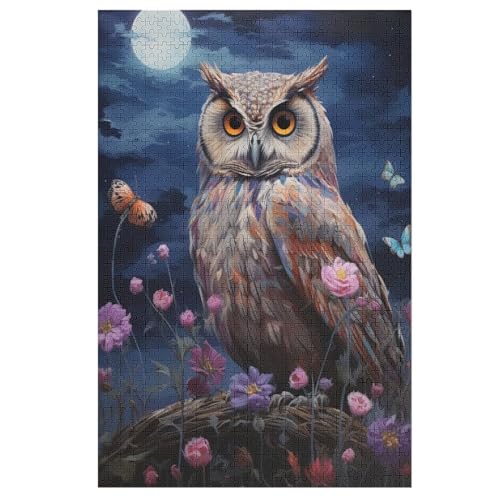 Holzpuzzles 1000 Teile Animal Eule -Puzzle Für Jungen Und Mädchen, Schwierigkeitsgrad, Lernspiele, Familienspielzeug （78×53cm） von AASWSWW