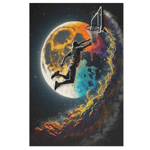 Holzpuzzles 1000 Teile Basketball Sport Bunt -Puzzle Für Jungen Und Mädchen, Schwierigkeitsgrad, Lernspiele, Familienspielzeug （78×53cm） von AASWSWW