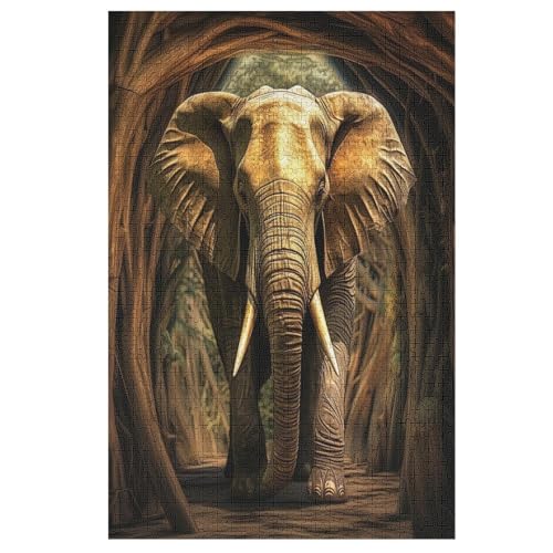 Holzpuzzles 1000 Teile Elefant -Puzzle Für Jungen Und Mädchen, Schwierigkeitsgrad, Lernspiele, Familienspielzeug （78×53cm） von AASWSWW