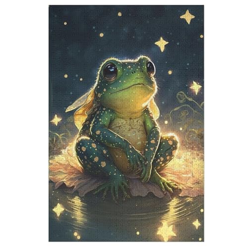 Holzpuzzles 1000 Teile Frosch -Puzzle Für Jungen Und Mädchen, Schwierigkeitsgrad, Lernspiele, Familienspielzeug （78×53cm） von AASWSWW