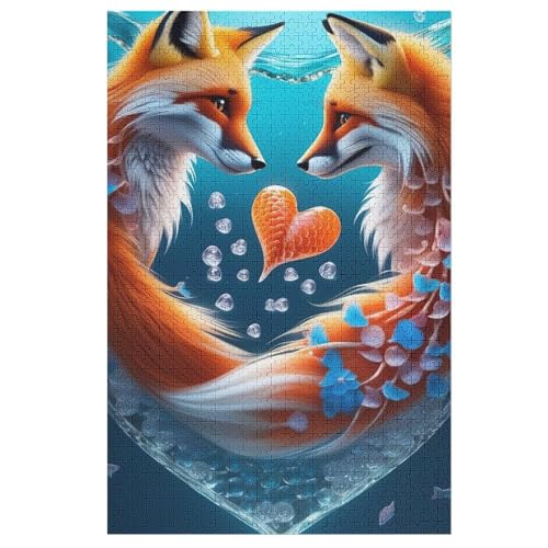 Holzpuzzles 1000 Teile Fuchs -Puzzle Für Jungen Und Mädchen, Schwierigkeitsgrad, Lernspiele, Familienspielzeug （78×53cm） von AASWSWW