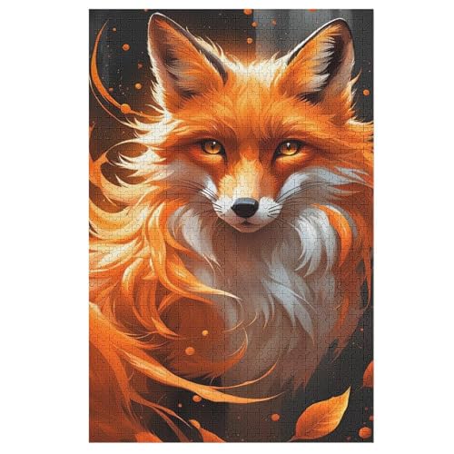Holzpuzzles 1000 Teile Fuchs -Puzzle Für Jungen Und Mädchen, Schwierigkeitsgrad, Lernspiele, Familienspielzeug （78×53cm） von AASWSWW