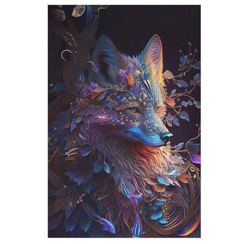 Holzpuzzles 1000 Teile Fuchs -Puzzle Für Jungen Und Mädchen, Schwierigkeitsgrad, Lernspiele, Familienspielzeug （78×53cm） von AASWSWW