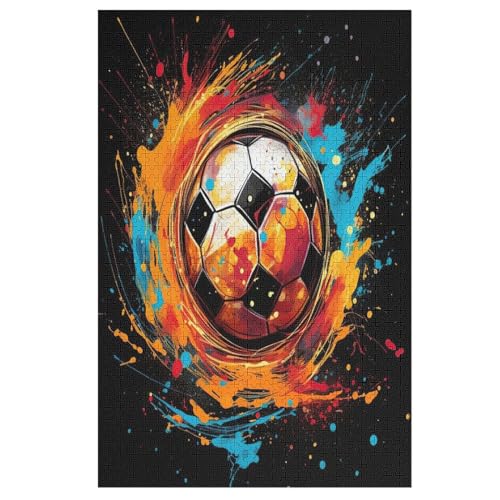 Holzpuzzles 1000 Teile Fußball -Puzzle Für Jungen Und Mädchen, Schwierigkeitsgrad, Lernspiele, Familienspielzeug （78×53cm） von AASWSWW