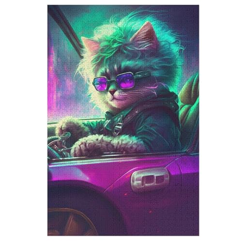 Holzpuzzles 1000 Teile Katze -Puzzle Für Jungen Und Mädchen, Schwierigkeitsgrad, Lernspiele, Familienspielzeug （78×53cm） von AASWSWW