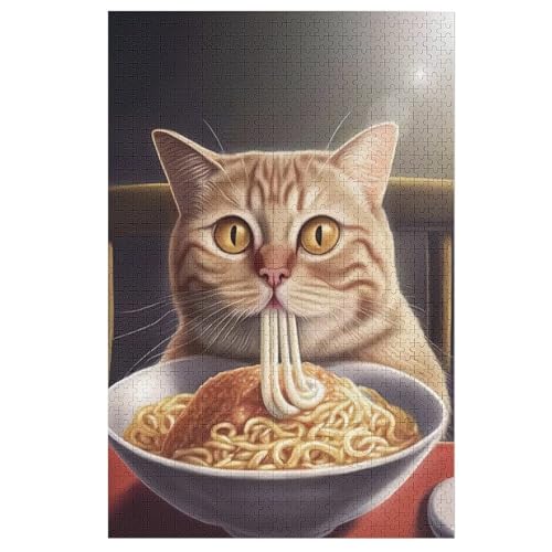 Holzpuzzles 1000 Teile Katze -Puzzle Für Jungen Und Mädchen, Schwierigkeitsgrad, Lernspiele, Familienspielzeug （78×53cm） von AASWSWW