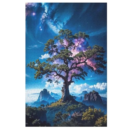 Holzpuzzles 1000 Teile Kosmischer Lebensbaum -Puzzle Für Jungen Und Mädchen, Schwierigkeitsgrad, Lernspiele, Familienspielzeug （78×53cm） von AASWSWW
