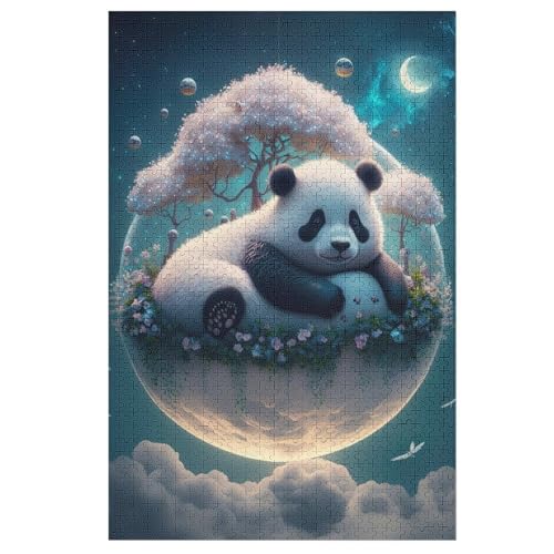 Holzpuzzles 1000 Teile Majestic Panda Bear -Puzzle Für Jungen Und Mädchen, Schwierigkeitsgrad, Lernspiele, Familienspielzeug （78×53cm） von AASWSWW