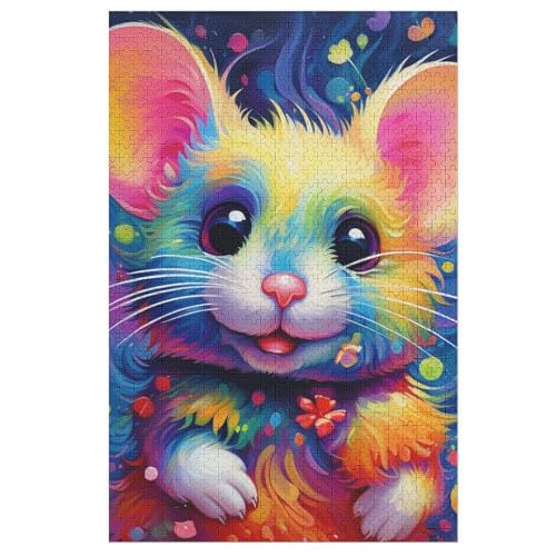 Holzpuzzles 1000 Teile Maus -Puzzle Für Jungen Und Mädchen, Schwierigkeitsgrad, Lernspiele, Familienspielzeug （78×53cm） von AASWSWW