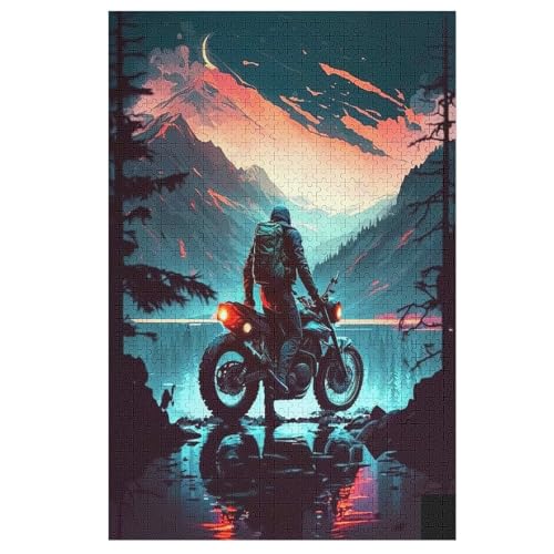 Holzpuzzles 1000 Teile Motorrad -Puzzle Für Jungen Und Mädchen, Schwierigkeitsgrad, Lernspiele, Familienspielzeug （78×53cm） von AASWSWW