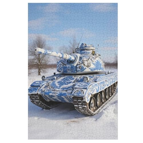 Holzpuzzles 1000 Teile Panzer -Puzzle Für Jungen Und Mädchen, Schwierigkeitsgrad, Lernspiele, Familienspielzeug （78×53cm） von AASWSWW