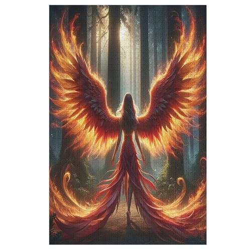 Holzpuzzles 1000 Teile Phönix -Puzzle Für Jungen Und Mädchen, Schwierigkeitsgrad, Lernspiele, Familienspielzeug （78×53cm） von AASWSWW