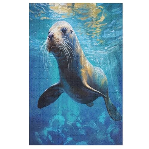 Holzpuzzles 1000 Teile Robbe -Puzzle Für Jungen Und Mädchen, Schwierigkeitsgrad, Lernspiele, Familienspielzeug （78×53cm） von AASWSWW