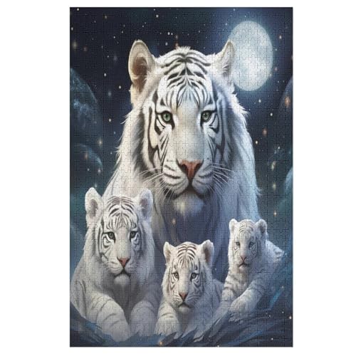 Holzpuzzles 1000 Teile Tiger -Puzzle Für Jungen Und Mädchen, Schwierigkeitsgrad, Lernspiele, Familienspielzeug （78×53cm） von AASWSWW