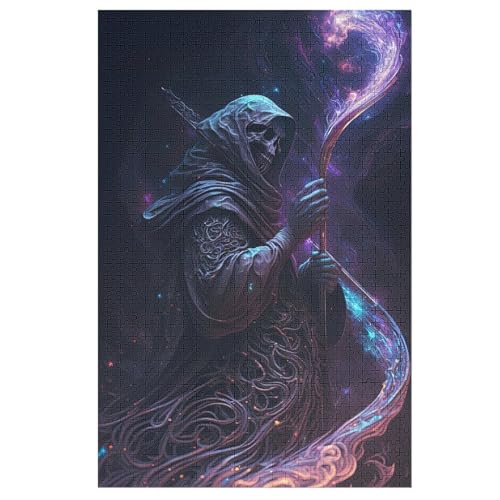 Holzpuzzles 1000 Teile Totenkopf -Puzzle Für Jungen Und Mädchen, Schwierigkeitsgrad, Lernspiele, Familienspielzeug （78×53cm） von AASWSWW